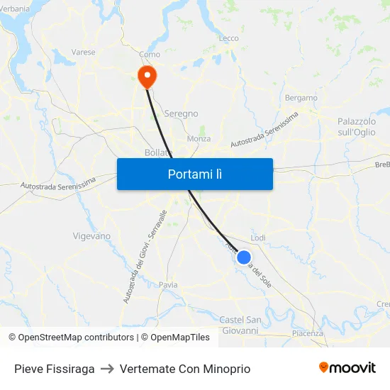 Pieve Fissiraga to Vertemate Con Minoprio map