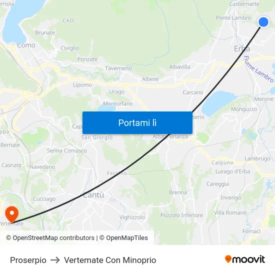 Proserpio to Vertemate Con Minoprio map