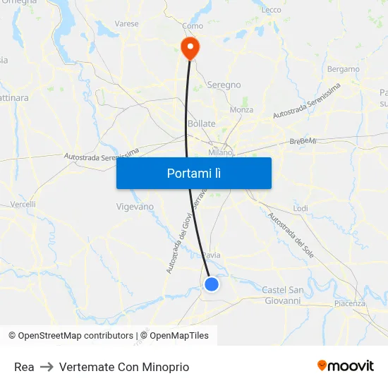 Rea to Vertemate Con Minoprio map