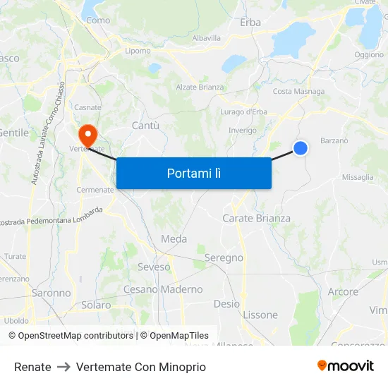 Renate to Vertemate Con Minoprio map