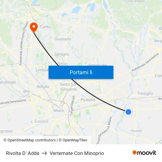 Rivolta D' Adda to Vertemate Con Minoprio map