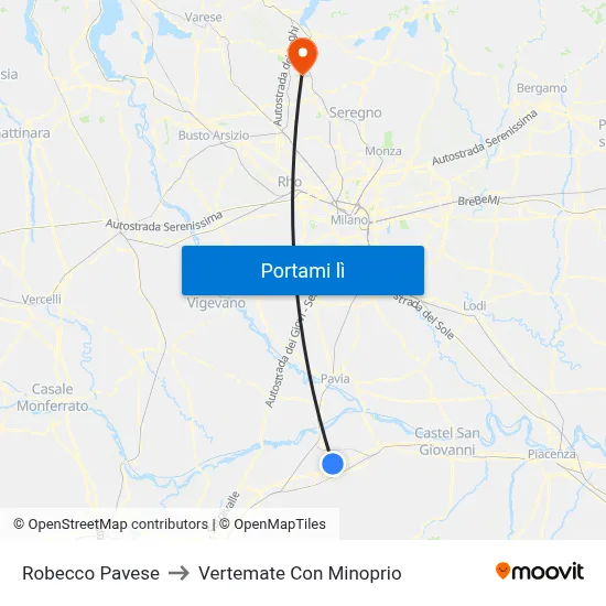 Robecco Pavese to Vertemate Con Minoprio map