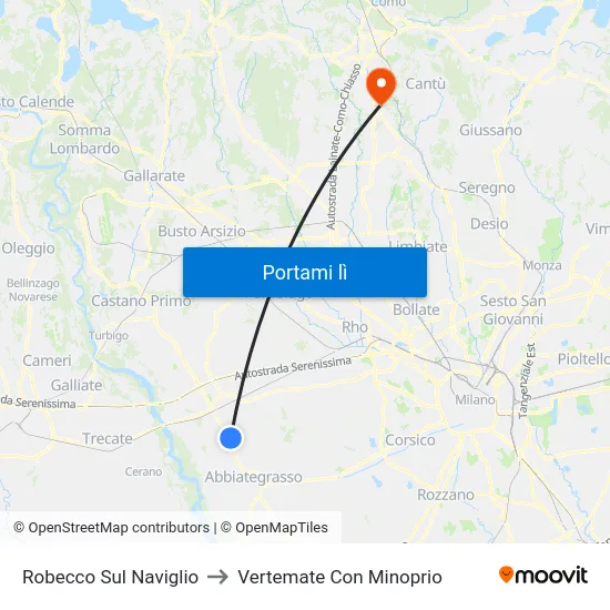 Robecco Sul Naviglio to Vertemate Con Minoprio map