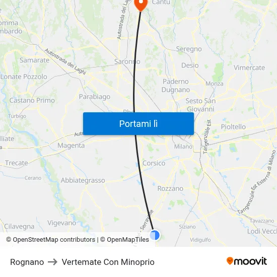 Rognano to Vertemate Con Minoprio map