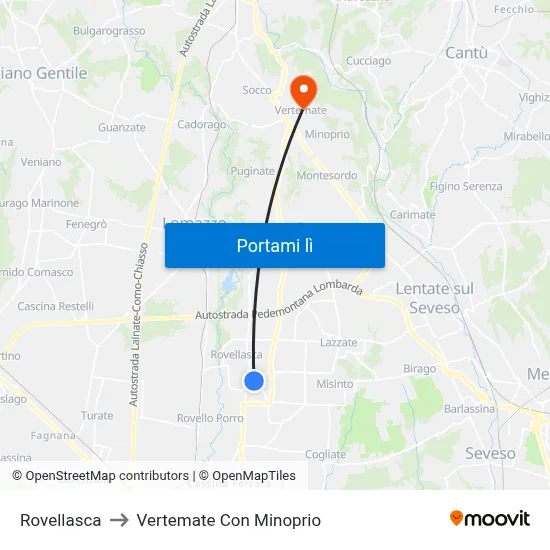 Rovellasca to Vertemate Con Minoprio map