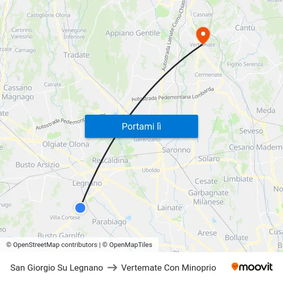San Giorgio Su Legnano to Vertemate Con Minoprio map
