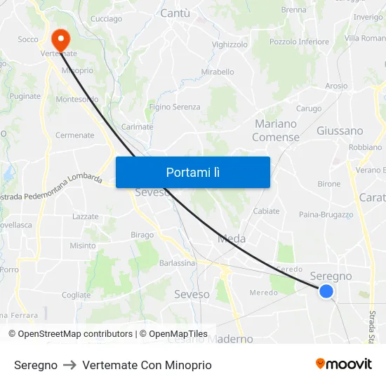 Seregno to Vertemate Con Minoprio map