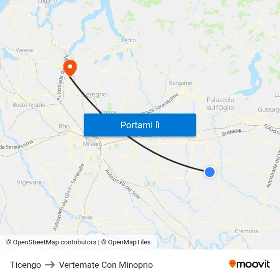 Ticengo to Vertemate Con Minoprio map
