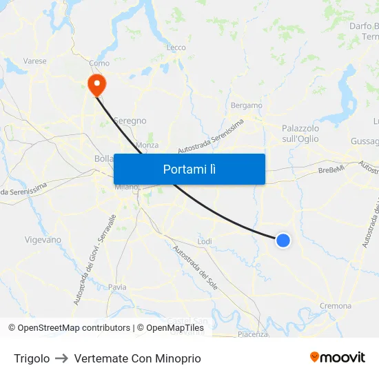 Trigolo to Vertemate Con Minoprio map