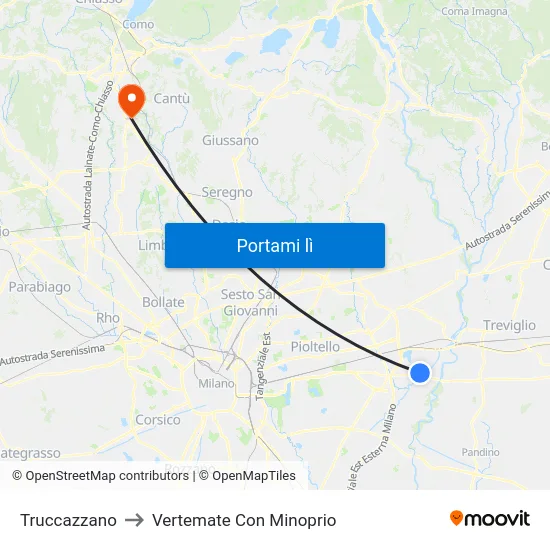 Truccazzano to Vertemate Con Minoprio map
