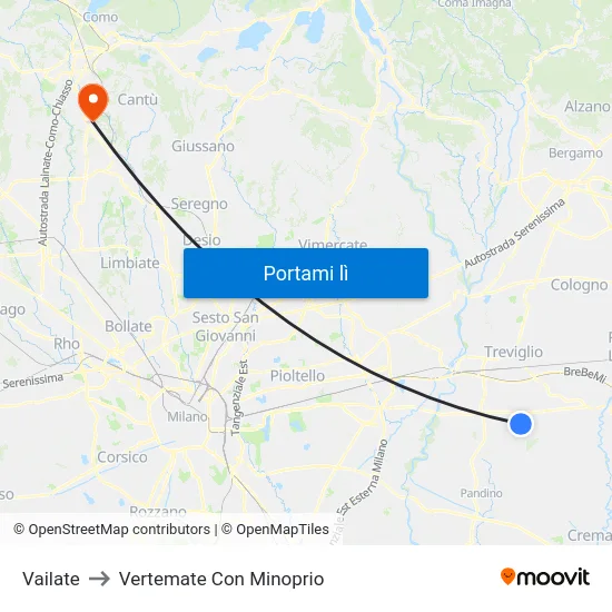 Vailate to Vertemate Con Minoprio map