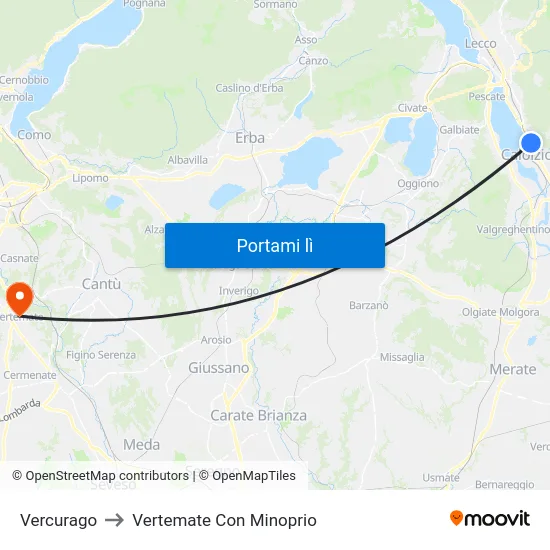 Vercurago to Vertemate Con Minoprio map