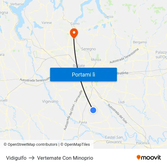 Vidigulfo to Vertemate Con Minoprio map