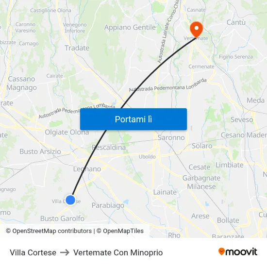 Villa Cortese to Vertemate Con Minoprio map