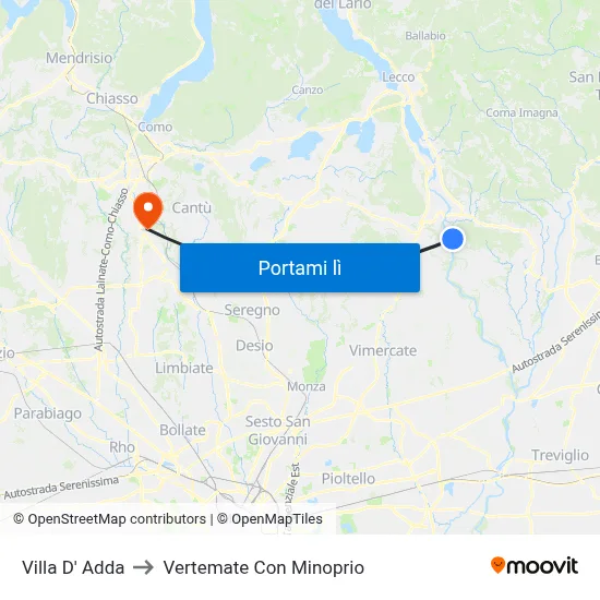 Villa D' Adda to Vertemate Con Minoprio map