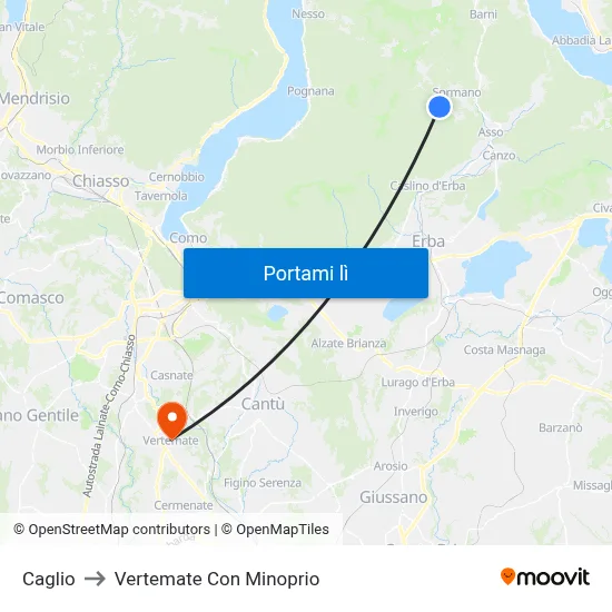 Caglio to Vertemate Con Minoprio map