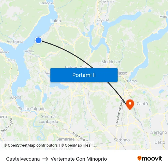 Castelveccana to Vertemate Con Minoprio map