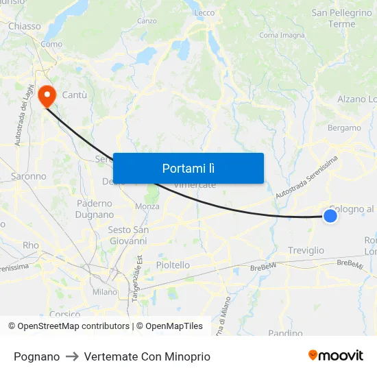 Pognano to Vertemate Con Minoprio map