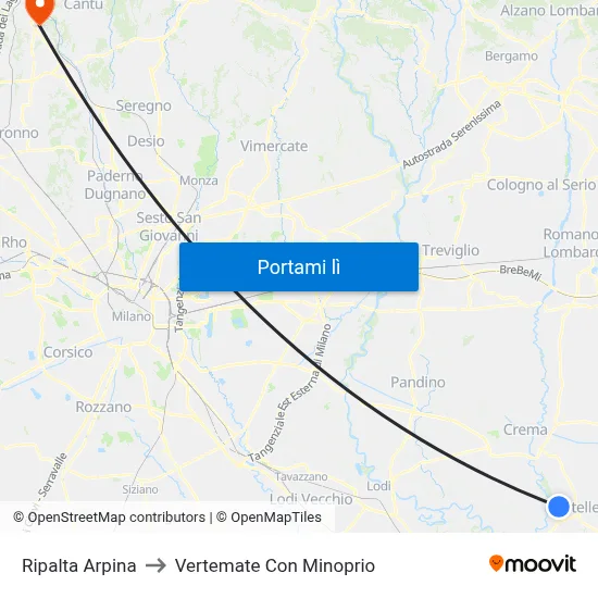 Ripalta Arpina to Vertemate Con Minoprio map