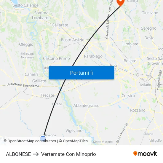 ALBONESE to Vertemate Con Minoprio map
