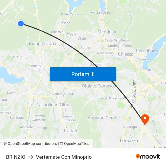BRINZIO to Vertemate Con Minoprio map