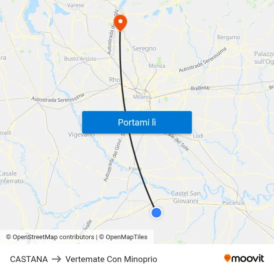 CASTANA to Vertemate Con Minoprio map