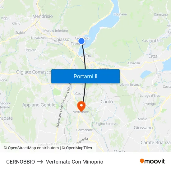 CERNOBBIO to Vertemate Con Minoprio map
