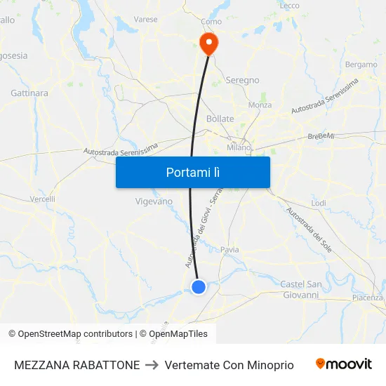 MEZZANA RABATTONE to Vertemate Con Minoprio map