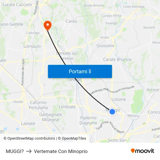 MUGGI? to Vertemate Con Minoprio map