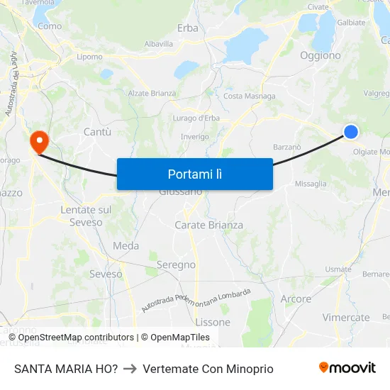 SANTA MARIA HO? to Vertemate Con Minoprio map