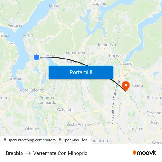 Brebbia to Vertemate Con Minoprio map