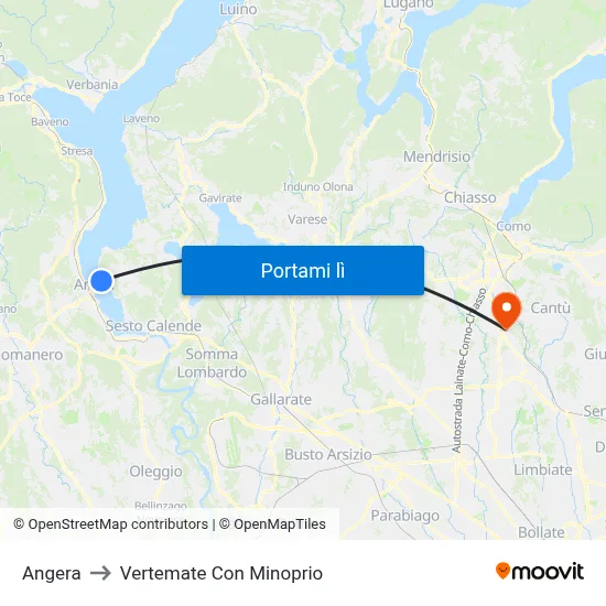 Angera to Vertemate Con Minoprio map