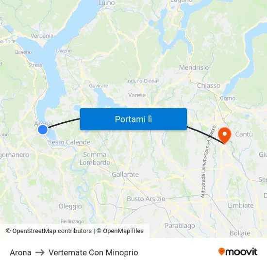 Arona to Vertemate Con Minoprio map