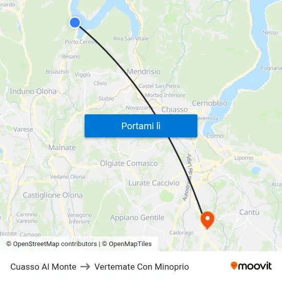 Cuasso Al Monte to Vertemate Con Minoprio map