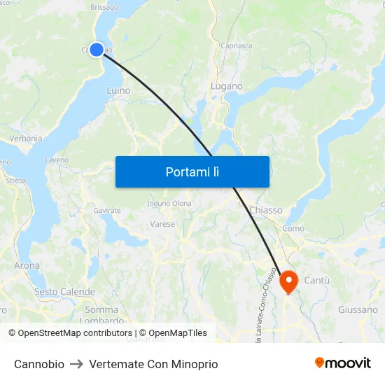 Cannobio to Vertemate Con Minoprio map