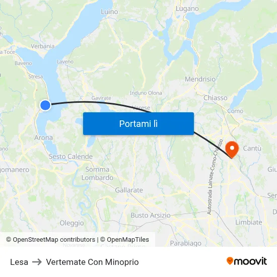 Lesa to Vertemate Con Minoprio map