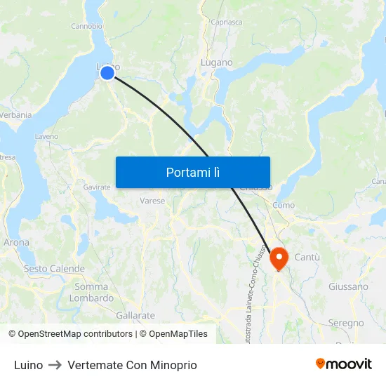 Luino to Vertemate Con Minoprio map