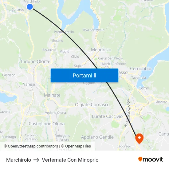 Marchirolo to Vertemate Con Minoprio map