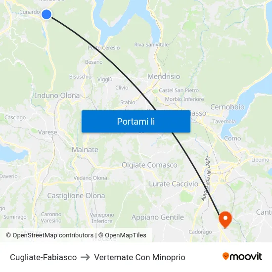 Cugliate-Fabiasco to Vertemate Con Minoprio map
