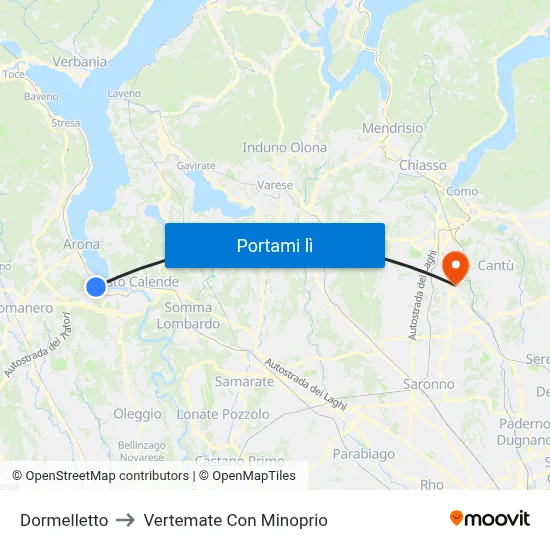 Dormelletto to Vertemate Con Minoprio map