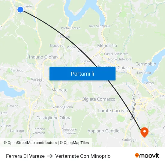 Ferrera Di Varese to Vertemate Con Minoprio map