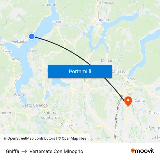 Ghiffa to Vertemate Con Minoprio map