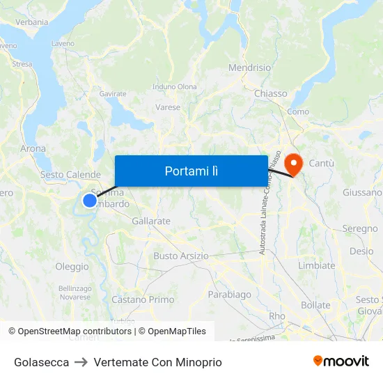 Golasecca to Vertemate Con Minoprio map