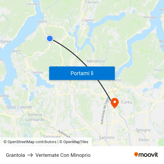 Grantola to Vertemate Con Minoprio map