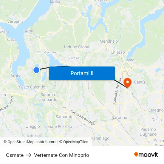 Osmate to Vertemate Con Minoprio map