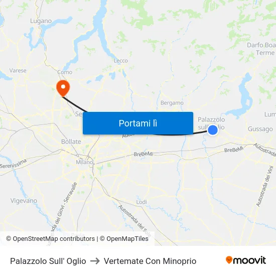 Palazzolo Sull' Oglio to Vertemate Con Minoprio map