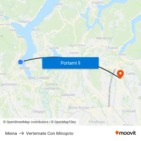 Meina to Vertemate Con Minoprio map