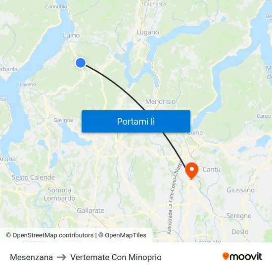 Mesenzana to Vertemate Con Minoprio map