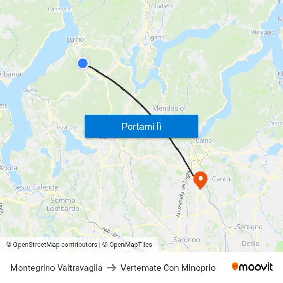Montegrino Valtravaglia to Vertemate Con Minoprio map