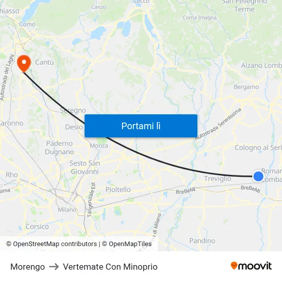 Morengo to Vertemate Con Minoprio map